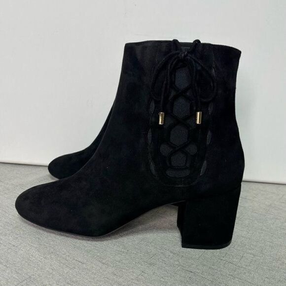Cole Haan Black Suede Leah Bootie Lace Up Block Heel New 10 - Picture 2 of 11